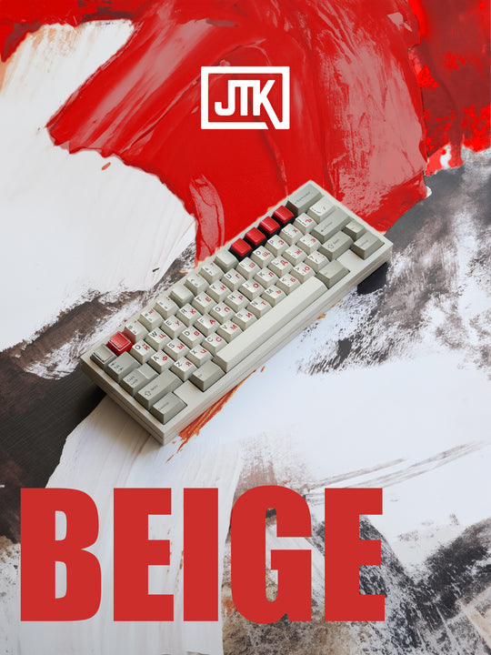 [In-stock] JTK Beige Cherry Profile PBT&ABS Tripeshot Keycap Set
