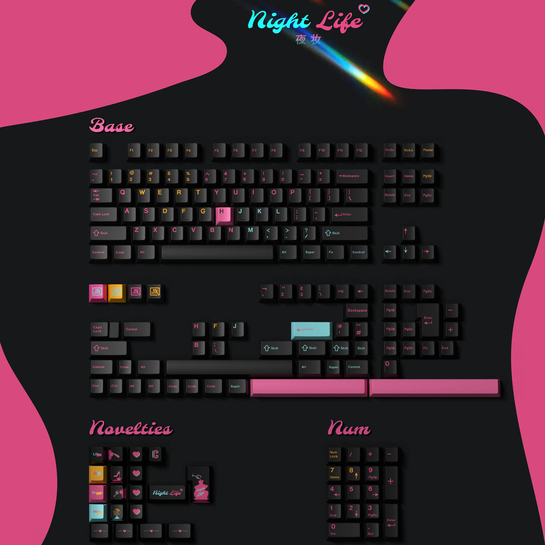 JTK NightLife Cherry Profile ABS Tripeshot Keycap Set