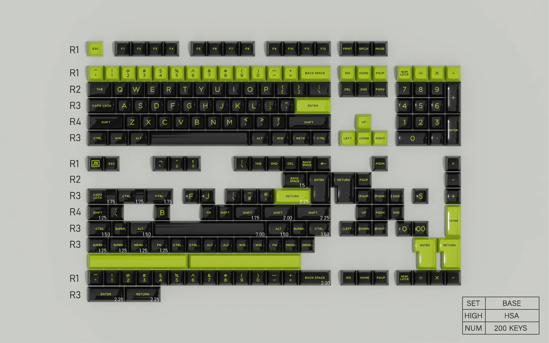 [In-stock] JTK TOXIC HSA Profile ABS Doubleshot Glossy Surface Keycap Set