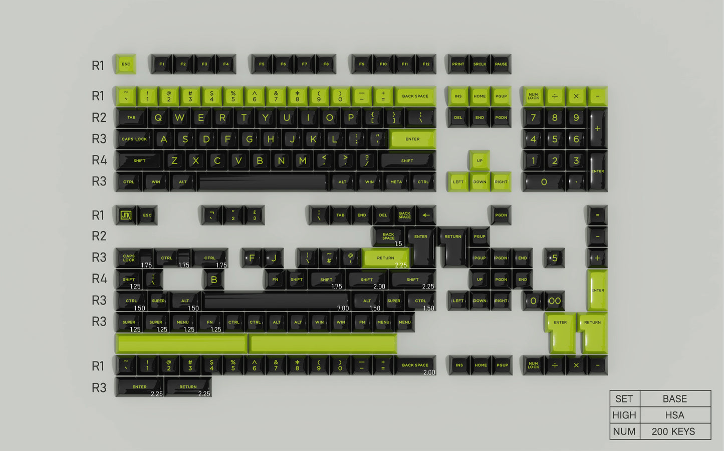 [In-stock] JTK TOXIC HSA Profile ABS Doubleshot Glossy Surface Keycap Set