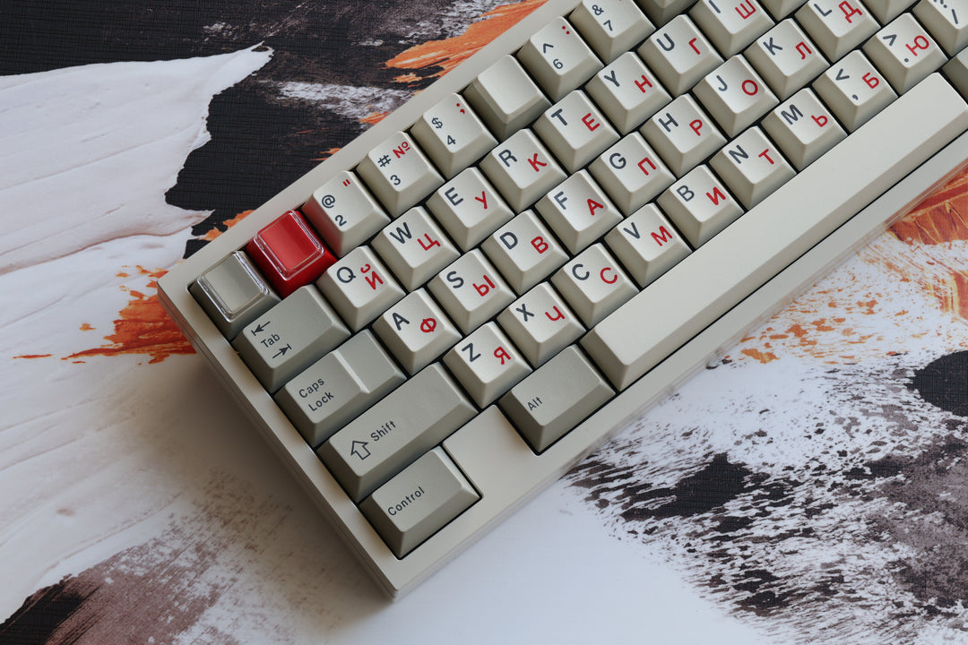 [In-stock] JTK Beige Cherry Profile PBT&ABS Tripeshot Keycap Set