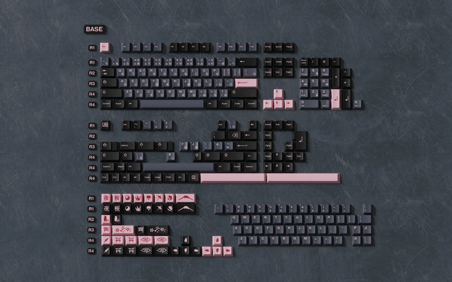 [In-stock] JTK NightSakura Cherry Profile ABS Tripeshot Keycap Set