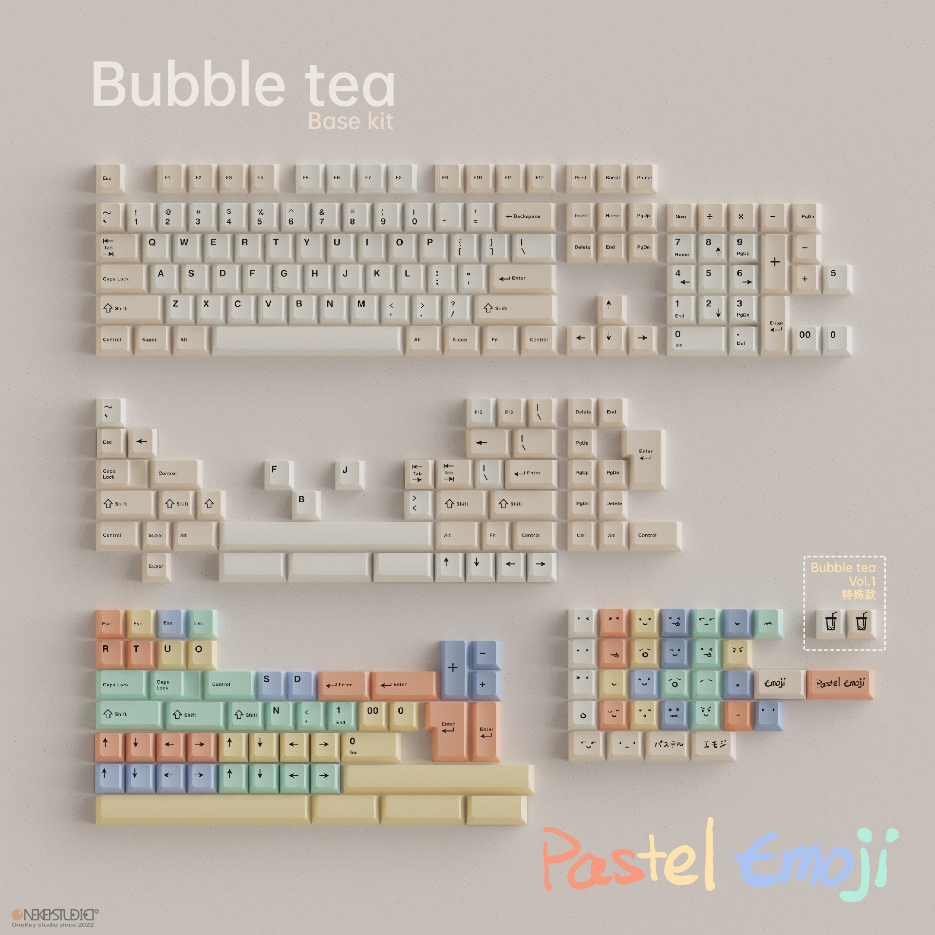 One Key Studio x TUTKeys Bubble Tea 4点 Group Buy] Onekey Studio Bubble Tea Cherry Profile Keycaps