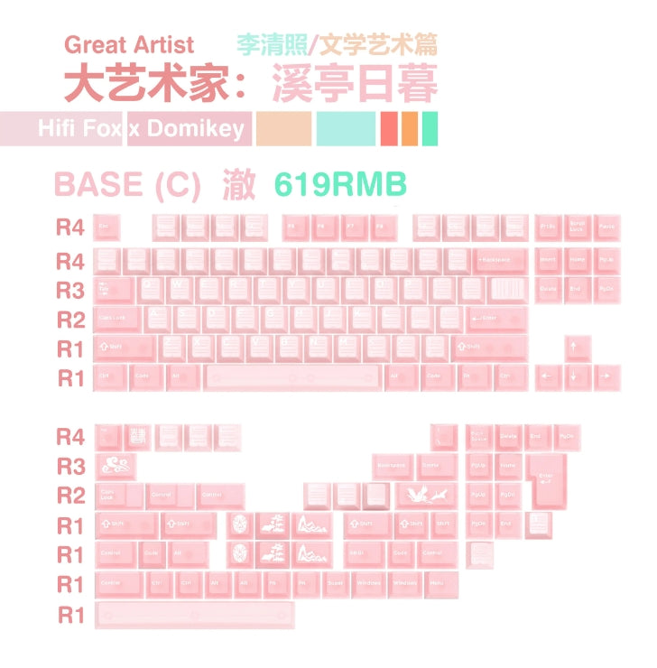 [Group buy] Hifi Fox x Domikey Great Artist Lotus Cherry Profile Keycaps