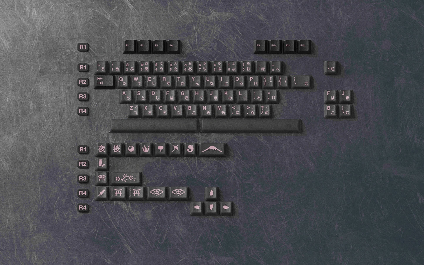 [In-stock] JTK NightSakura Cherry Profile ABS Tripeshot Keycap Set