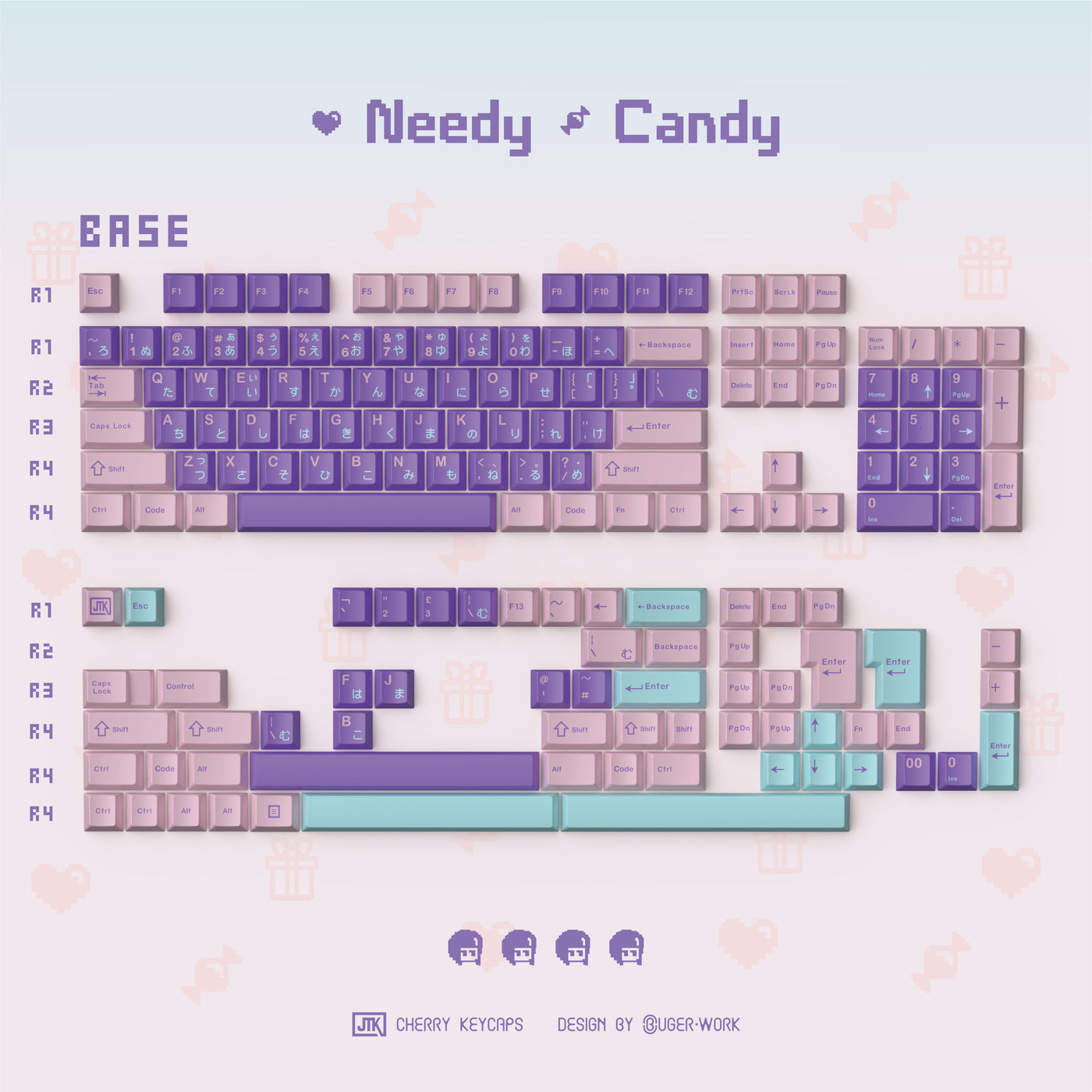 [In-stock] JTK NEEDY CANDY Cherry Profile Doubleshot ABS Keycap Set