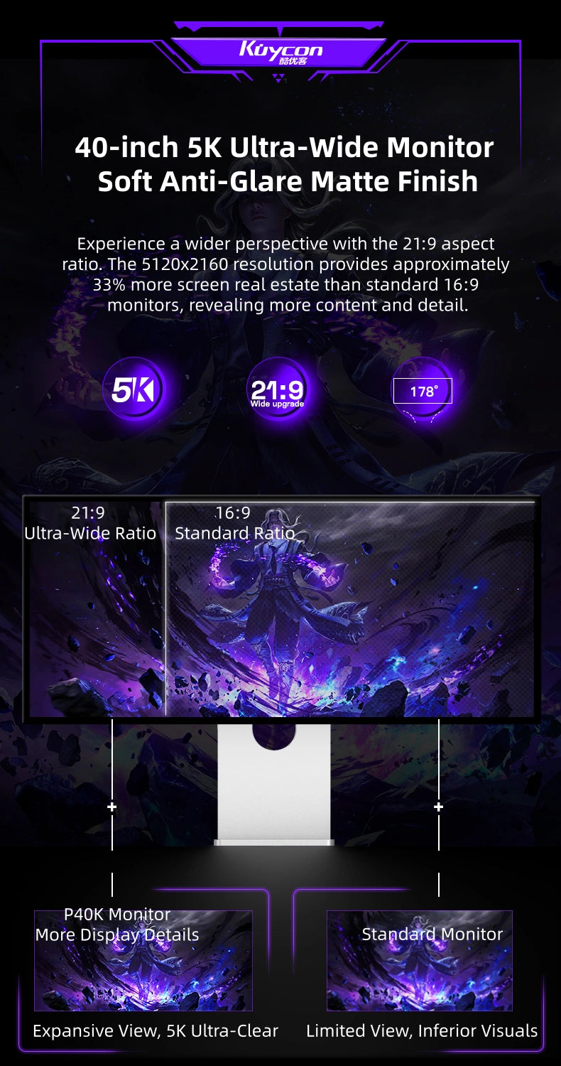 Kuycon P40K 5K 120Hz 40-inch Ultra-Wide Nano IPS Monitor