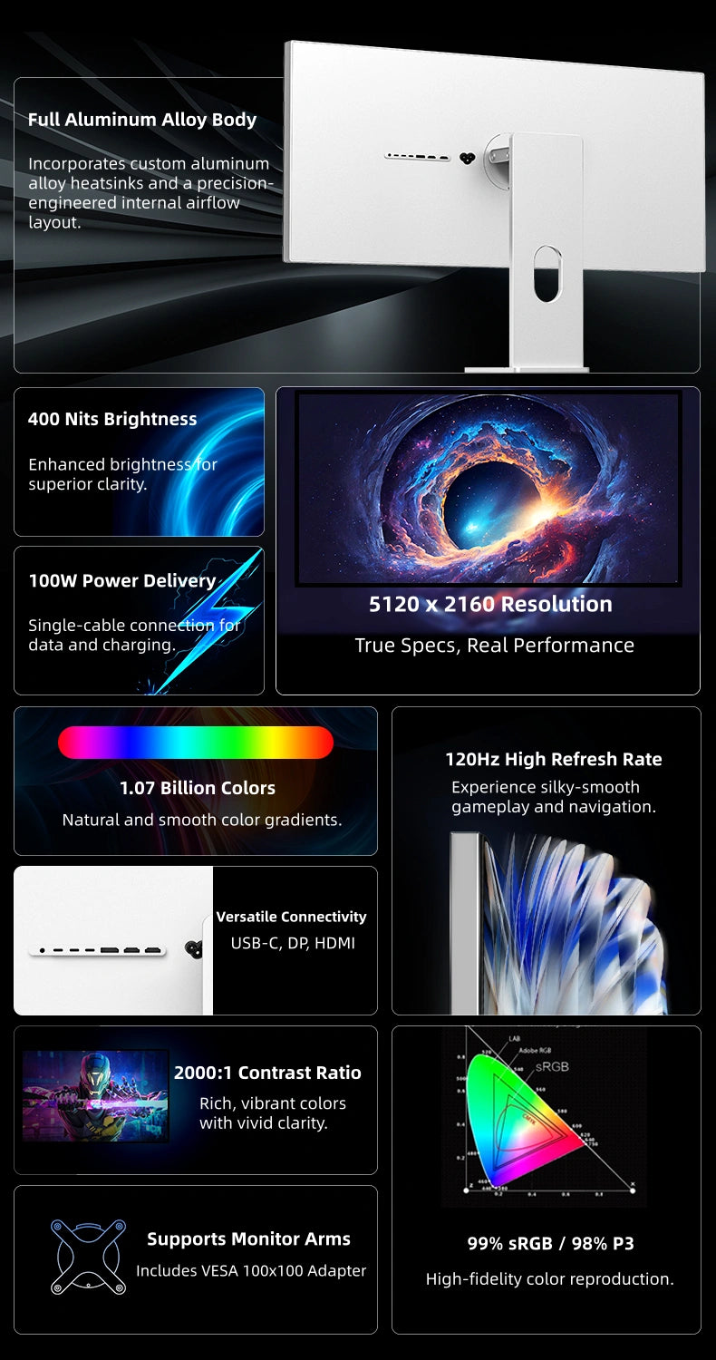 Kuycon P40K 5K 120Hz 40-inch Ultra-Wide Nano IPS Monitor