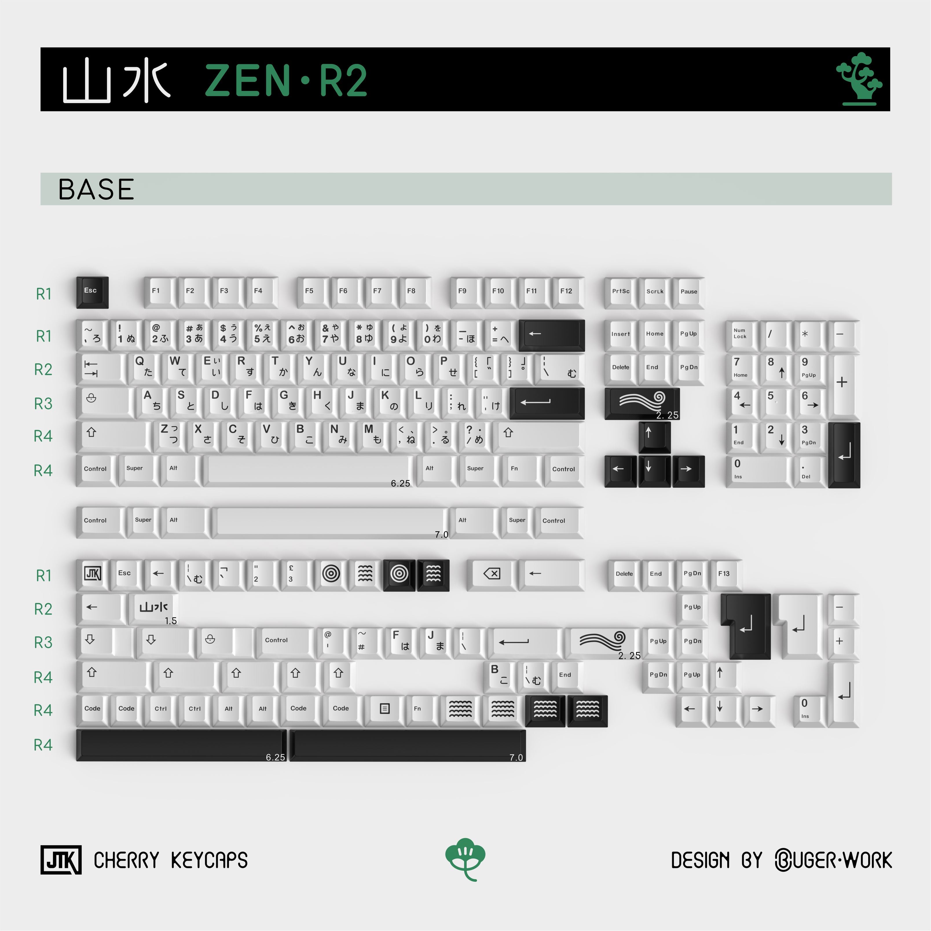 In-stock] JTK Zen R2 Cherry Profile Doubleshot ABS Keycap Set