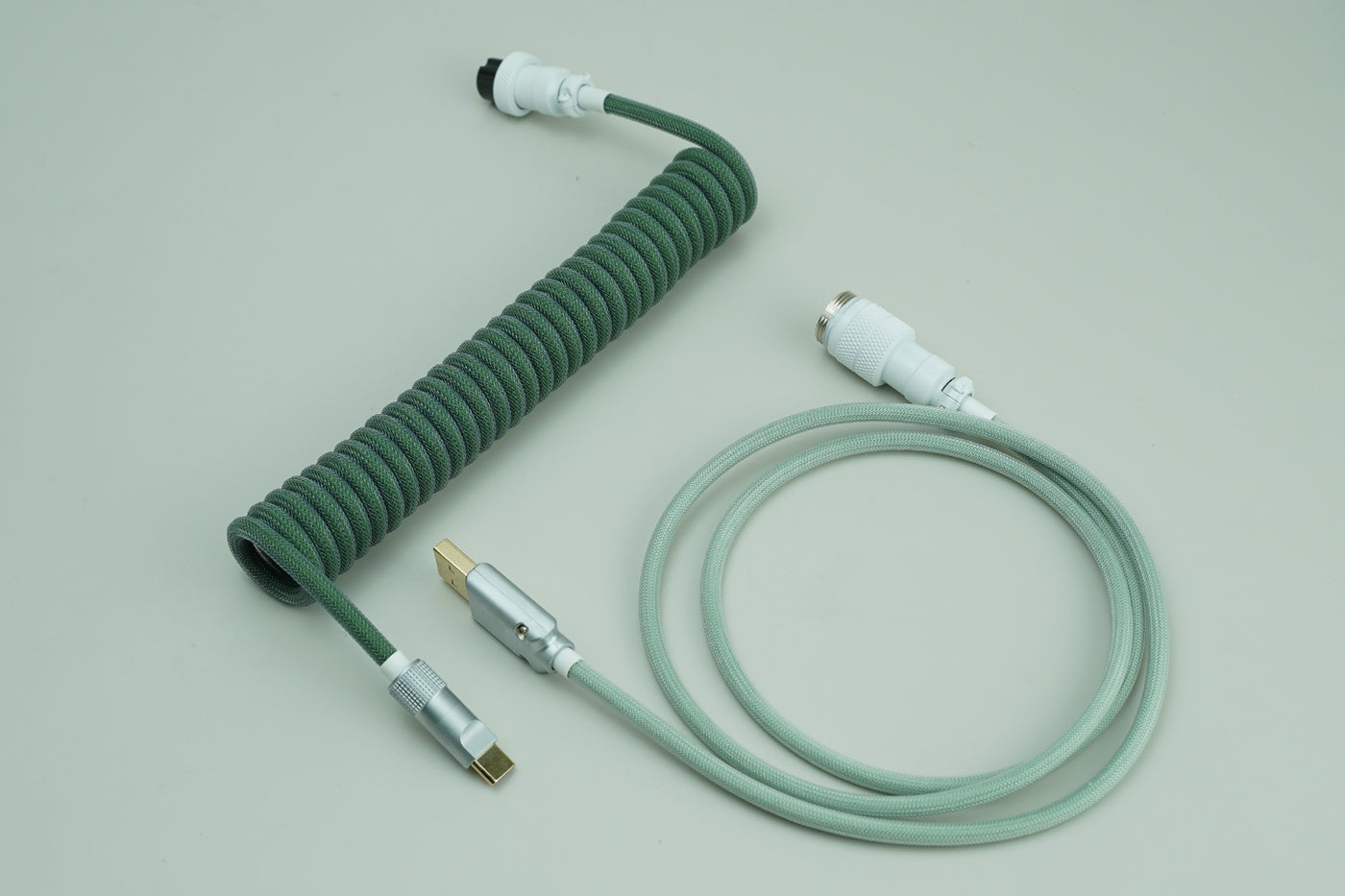 Custom Coiled Keyboard USB Cable With Aviator Connector Botanical 